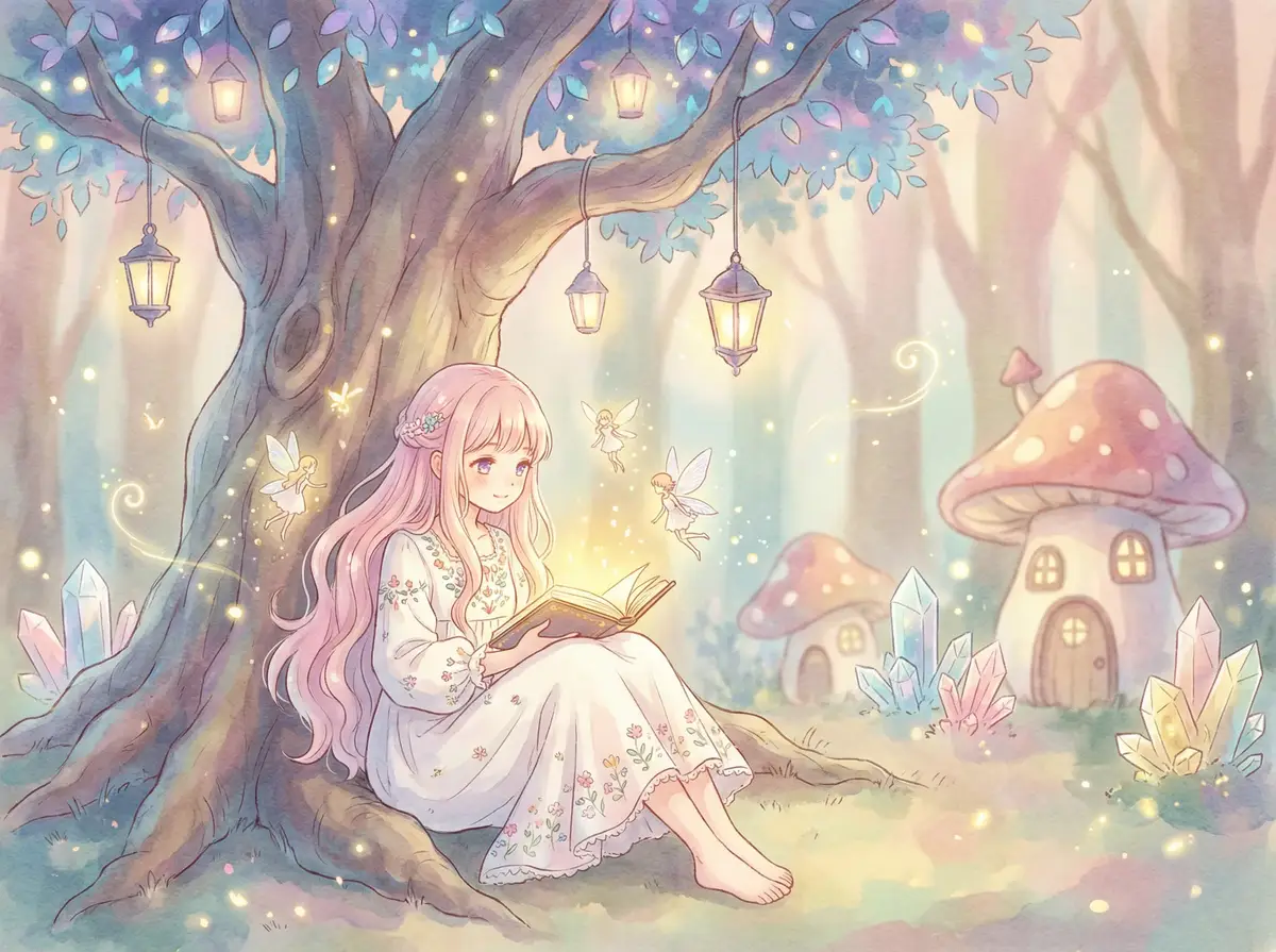 桃花免费高清在线观看 - 魔法森林中阅读故事书的粉发少女与精灵